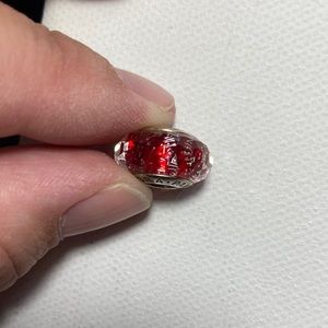 Pandora Red and Silver Glass Bead Charm ❤️